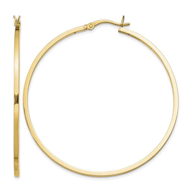 Sterling Silver Flash Gold-plated 1. Hoop Earrings, 50 x 1.5mm