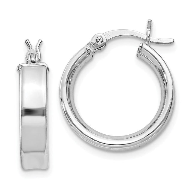 Sterling Silver Rhodium Plated Hoop Earrings, 16 x 4mm