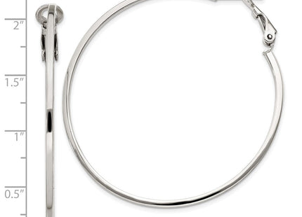 Sterling Silver RH-plated 1. Omega Back Round Hoop Earrings (Style QE8107)
