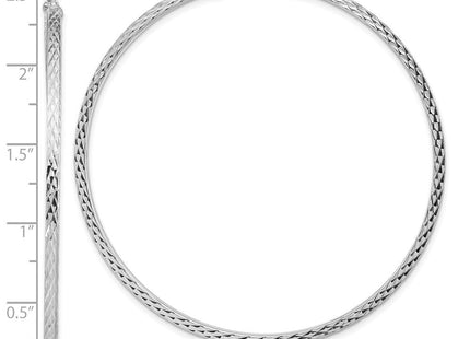 Sterling Silver Rhodium-plated Diamond-cut Square Tube Hoop Earrings (Style QE8118)