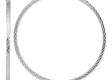 Sterling Silver Rhodium-plated Diamond-cut Square Tube Hoop Earrings (Style QE8118)