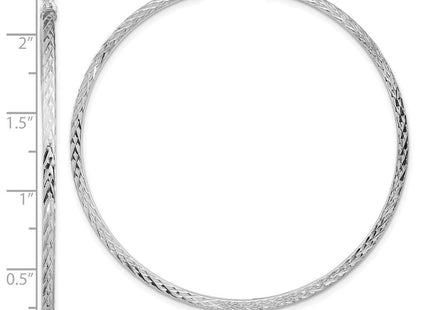 Sterling Silver Rhodium-plated Diamond-cut Square Tube Hoop Earrings (Style QE8119)
