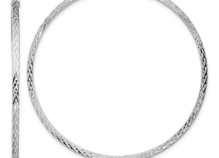 Sterling Silver Rhodium-plated Diamond-cut Square Tube Hoop Earrings (Style QE8119)