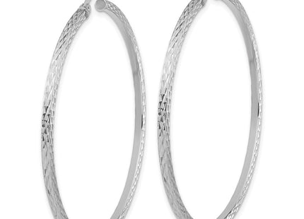 Sterling Silver Rhodium-plated Diamond-cut Square Tube Hoop Earrings (Style QE8120)