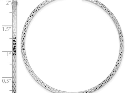 Sterling Silver Rhodium-plated Diamond-cut Square Tube Hoop Earrings (Style QE8120)