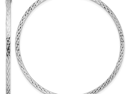 Sterling Silver Rhodium-plated Diamond-cut Square Tube Hoop Earrings (Style QE8120)