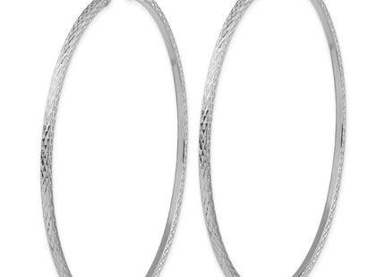 Sterling Silver Rhodium-plated Diamond-cut Square Tube Hoop Earrings (Style QE8121)