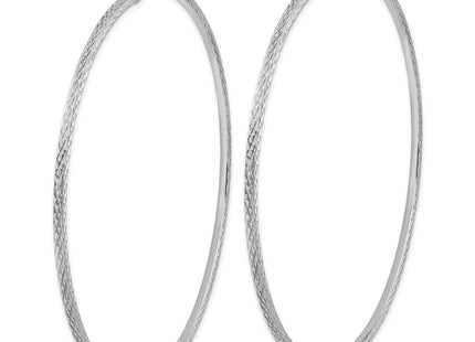 Sterling Silver Rhodium-plated Diamond-cut Square Tube Hoop Earrings (Style QE8122)