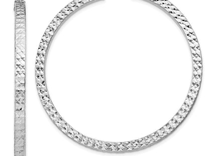 Sterling Silver Rhodium-plated Diamond-cut Square Tube Hoop Earrings (Style QE8139)