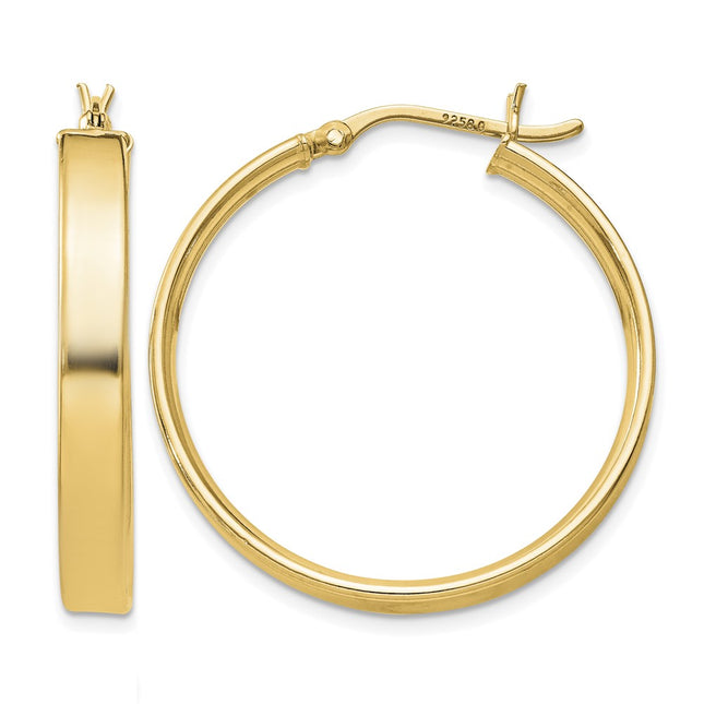 Sterling Silver Flash Gold-plated 4. Hoop Earrings, 30 x 4.25mm