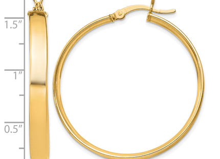 Sterling Silver Flash Gold-plated 4. Hoop Earrings, 35 x 4.25mm