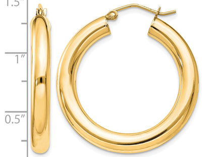 Sterling Silver Flash Gold-plated Round Hoop Earrings, 32 x 4mm