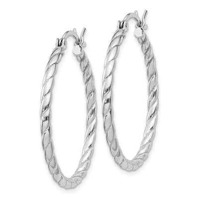 Sterling Silver Rhodium-plated Twisted Hoop Earrings, 30 x 30mm