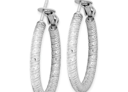 Sterling Silver Rhod-plated 3. Omega Back Hoop Earrings
