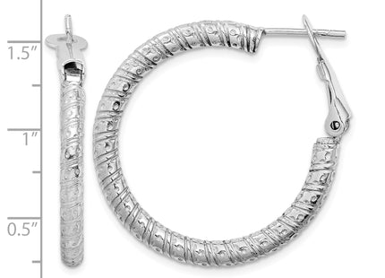 Sterling Silver Rhod-plated 3. Omega Back Hoop Earrings