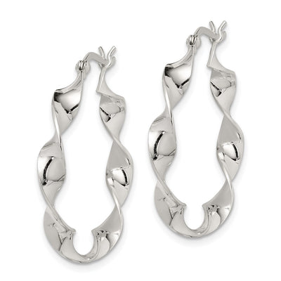 Sterling Silver Twisted Hoop Earrings, 30 x 4mm