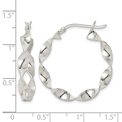 Sterling Silver Twisted Hoop Earrings, 30 x 4mm