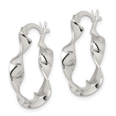 Sterling Silver Twisted Hoop Earrings, 22 x 4mm