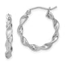 Sterling Silver Rhodium-plated Polish and Satin Twist Hoop Earrings