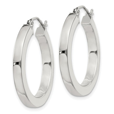 Sterling Silver Square Tube Hoop Earrings, 25 x 3mm