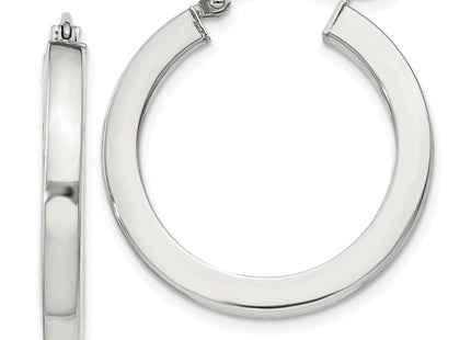 Sterling Silver Square Tube Hoop Earrings (Style QE824SP)