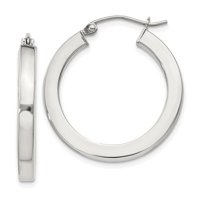 Sterling Silver Square Tube Hoop Earrings, 25 x 3mm