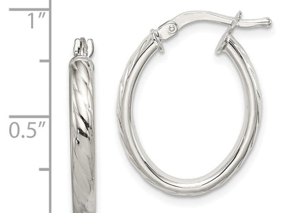Sterling silver oval hoop earrings, further view