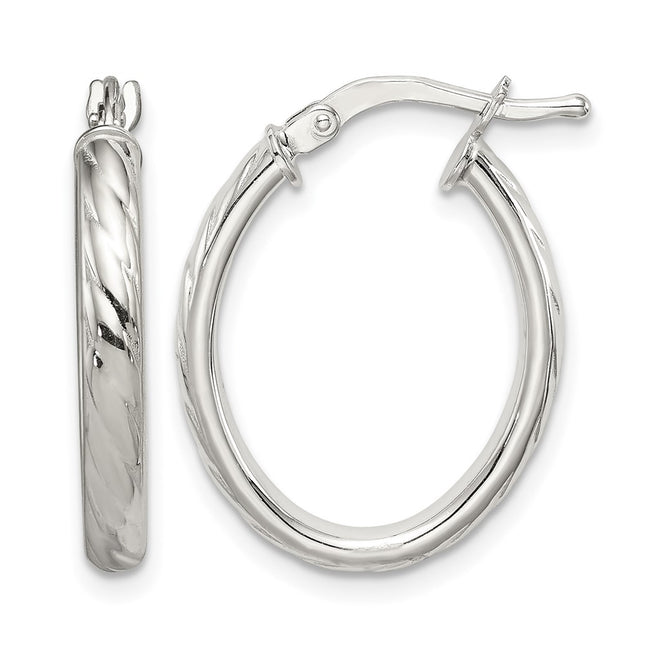 Sterling silver oval hoop earrings
