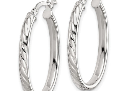 Sterling silver oval hoop earrings, alternate view