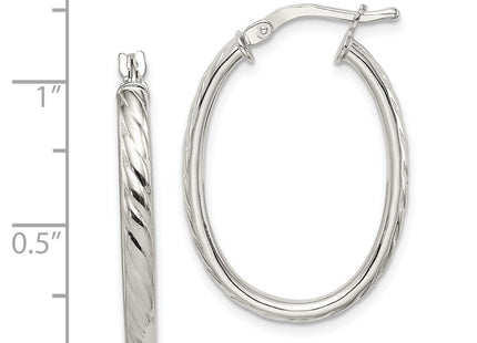 Sterling silver oval hoop earrings, further view