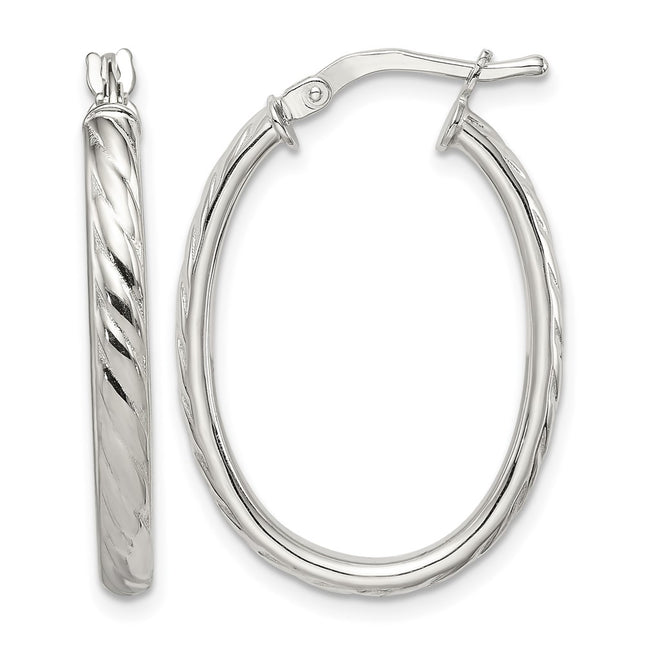 Sterling silver oval hoop earrings