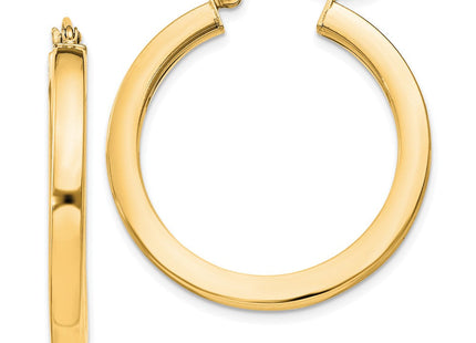 Sterling Silver Flash Gold-plated Square Tube Hoop Earrings (Style QE825GP)