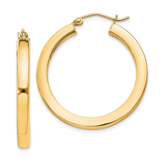 Sterling Silver Flash Gold-plated Square Tube Hoop Earrings
