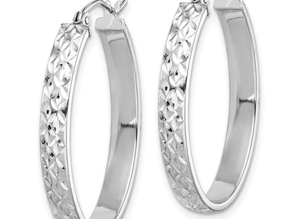 Sterling silver oval hoop earrings, alternate view