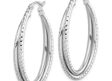 Sterling silver oval hoop earrings, alternate view