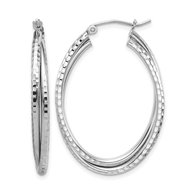 Sterling silver oval hoop earrings