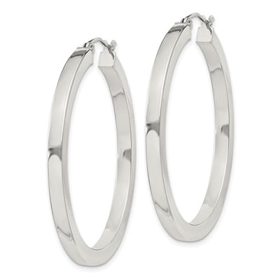 Sterling Silver Square Tube Hoop Earrings, 40 x 3mm