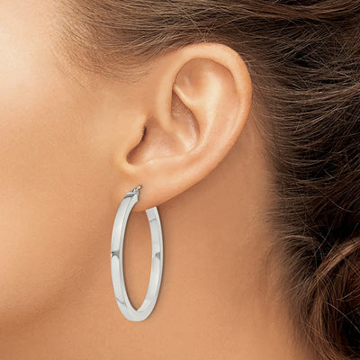 Sterling Silver Square Tube Hoop Earrings, 40 x 3mm
