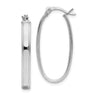 Sterling Silver Rhodium-plated Beveled Edge Oval Hoop Earrings