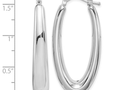 Sterling silver oval hoop earrings, further view