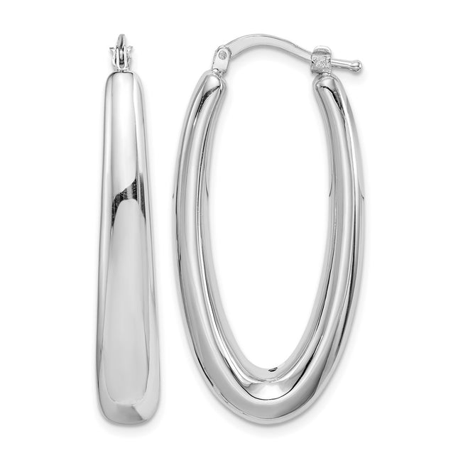 Sterling silver oval hoop earrings
