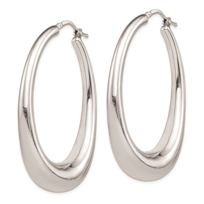 Sterling Silver Rhodium-plated Polished Hollow Oval Hoop Earrings, 52 x 33mm