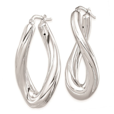 Sterling Silver Rhodium-plated Polished Twisted Oval Hoop Earrings, 37 x 19mm