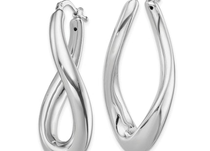 Sterling Silver RH-plated Polished Twisted Hollow Oval Hoop Earrings, 39 x 16mm