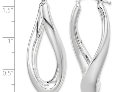 Sterling Silver RH-plated Polished Twisted Hollow Oval Hoop Earrings, 39 x 16mm