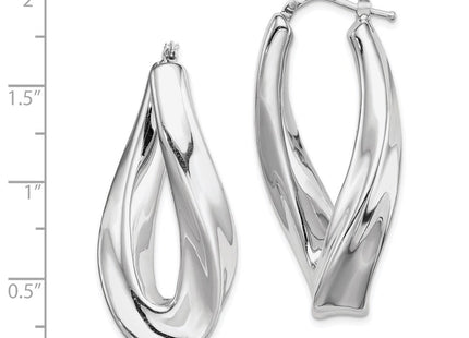Sterling silver oval hoop earrings, further view