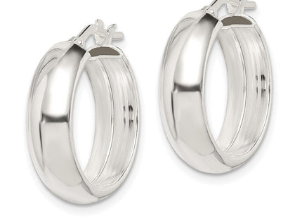 Sterling Silver Polished Round Hoop Earrings (Style QE832)