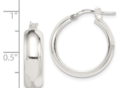 Sterling Silver Polished Round Hoop Earrings (Style QE832)