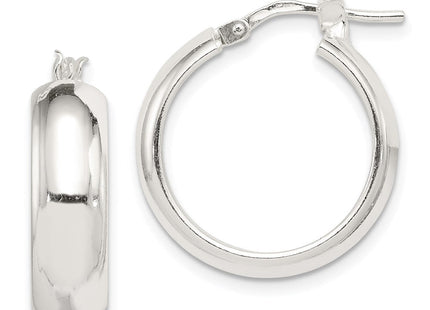 Sterling Silver Polished Round Hoop Earrings (Style QE832)