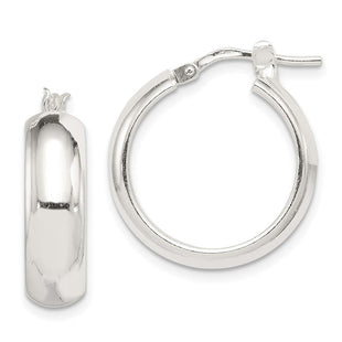 Sterling Silver Polished Round Hoop Earrings (Style QE832)